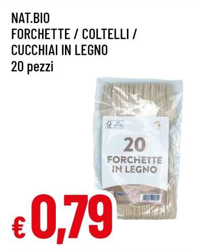 NAT.BIO Forchette / Coltelli / Cucchiai in legno