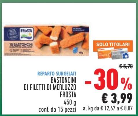 Bastoncini di Filetti di Merluzzo Frosta