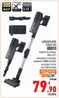 ASPIRAPOLVERE SENZA FILO HOOVER