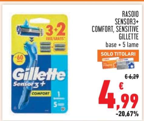 RASOIO SENSOR3+ COMFORT, SENSITIVE GILLETTE