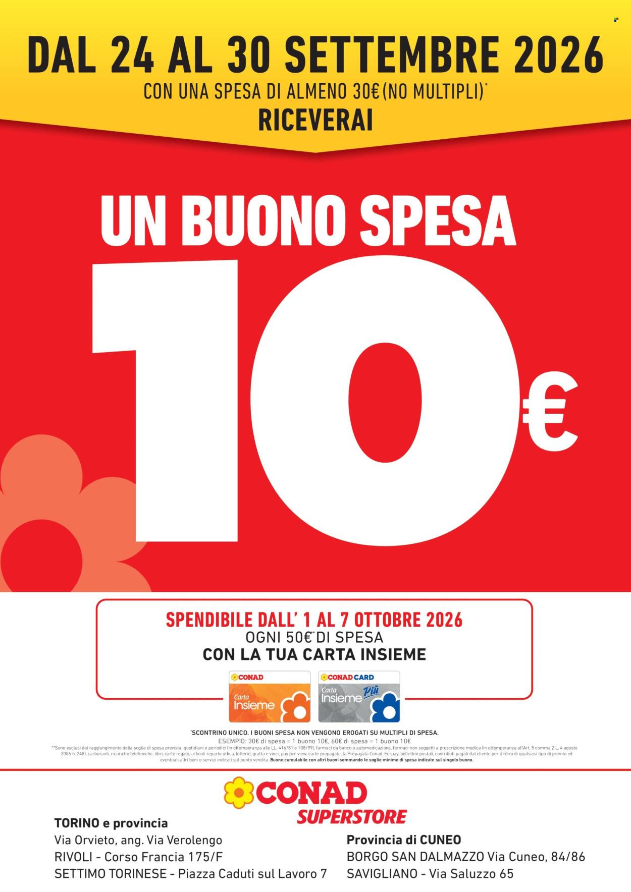 Volantino Conad - 24/9/2026 - 30/9/2026. Pagina 1
