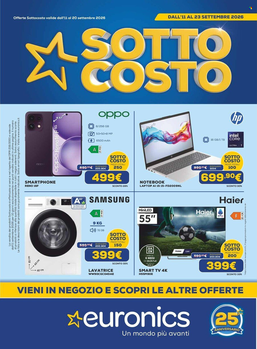 Volantino Euronics - 11/9/2026 - 23/9/2026. Pagina 1