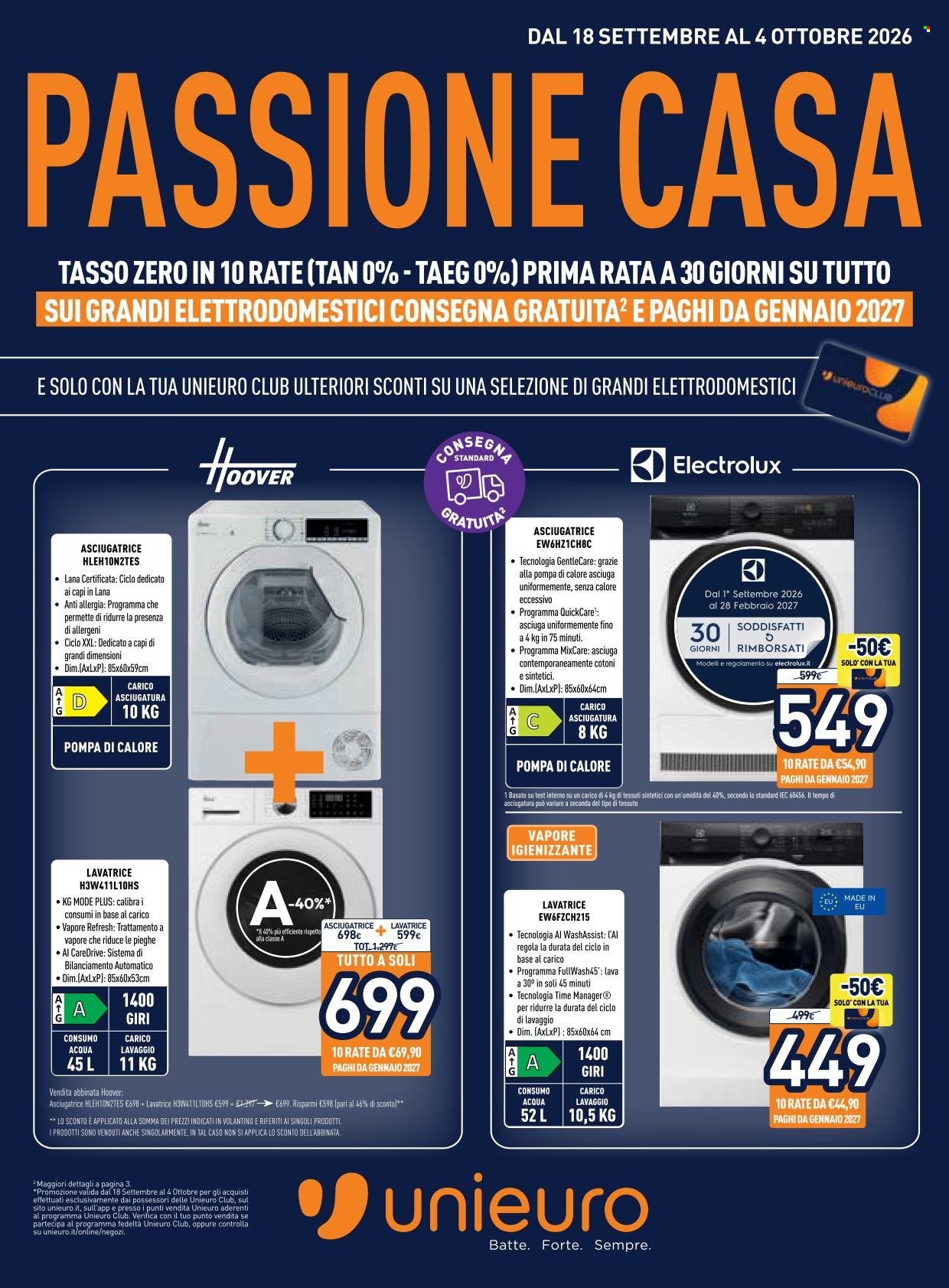 Volantino Unieuro - 18/9/2026 - 4/10/2026. Pagina 1