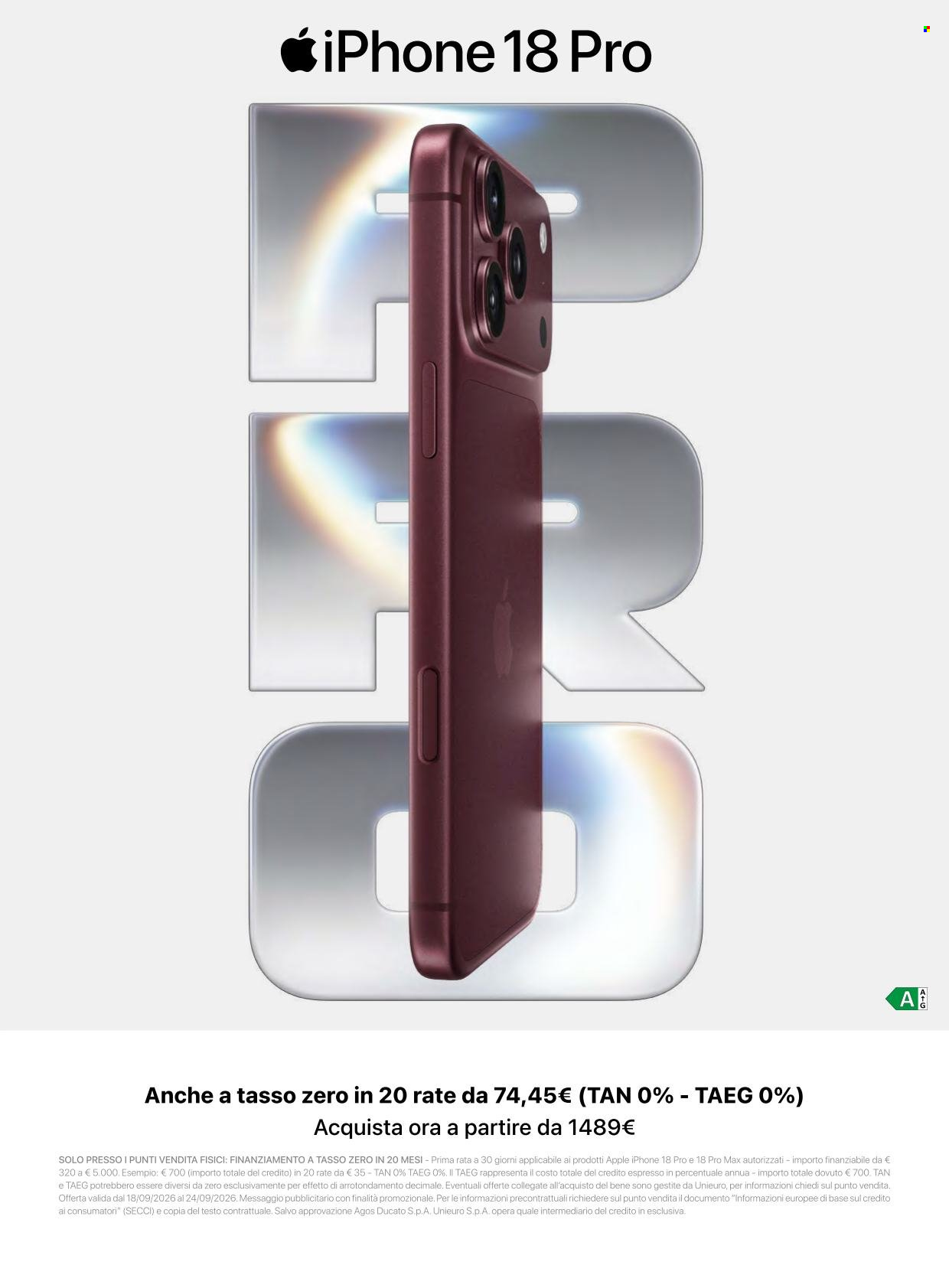 Volantino Unieuro - 18/9/2026 - 24/9/2026. Pagina 3