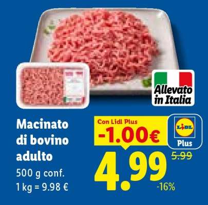 Macinato di bovino adulto