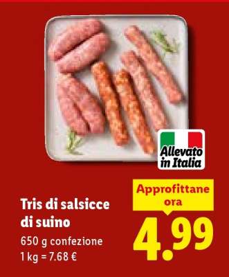 Tris di salsicce di suino