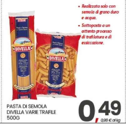 PASTA DI SEMOLA DIVELLA VARIE TRAFILE