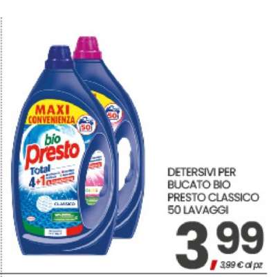 DETERSIVI PER BUCATO BIO PRESTO CLASSICO 50 LAVAGGI