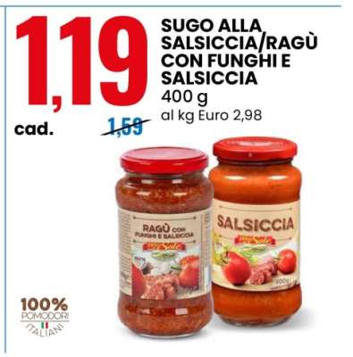 SUGO ALLA SALSICCIA/RAGÙ CON FUNGHI E SALSICCIA