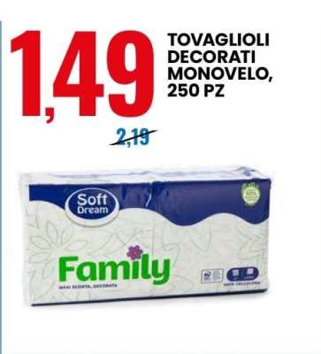 TOVAGLIOLI DECORATI MONOVELO, 250 PZ