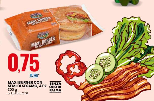 MAXI BURGER CON SEMI DI SESAMO, 4 PZ