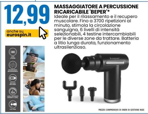 MASSAGGIATORE A PERCUSSIONE RICARICABILE 'BEPER'