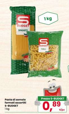 Pasta di semola formati assortiti S-BUDGET