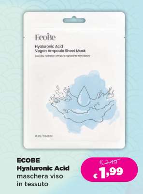 ECOBE Hyaluronic Acid maschera viso in tessuto