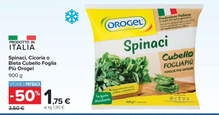 Spinaci, Cicoria o Bieta Cubello Foglia Più Orogel