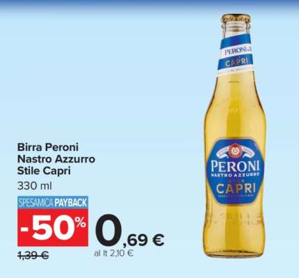 Birra Peroni Nastro Azzurro Stile Capri