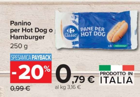Panino per Hot Dog o Hamburger