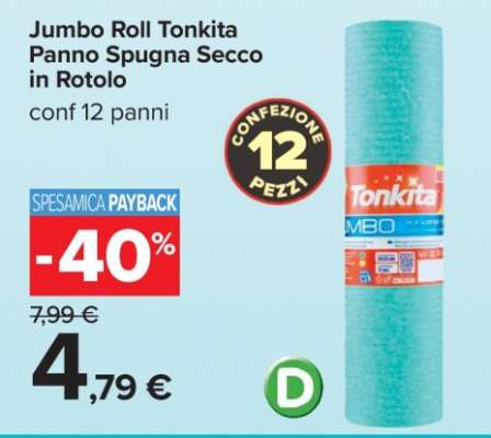Jumbo Roll Tonkita Panno Spugna Secco in Rotolo