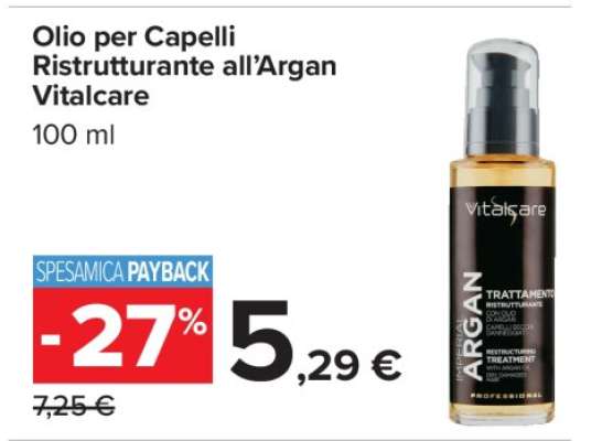 Olio per Capelli Ristrutturante all’Argan Vitalcare