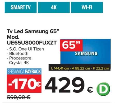 Tv Led Samsung 65” Mod. UE65U8000FUXZT
