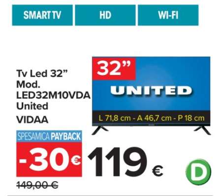 Tv Led 32” Mod. LED32M10VDA United VIDAA