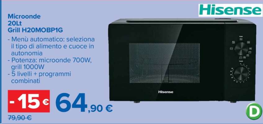 Hisense Microonde 20Lt Grill H20MOBP1G
