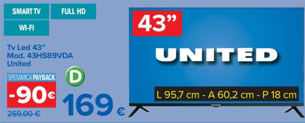 Tv Led 43” Mod. 43HS89VDA United
