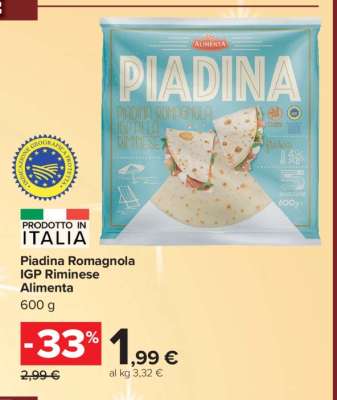 Piadina Romagnola IGP Riminese Alimenta