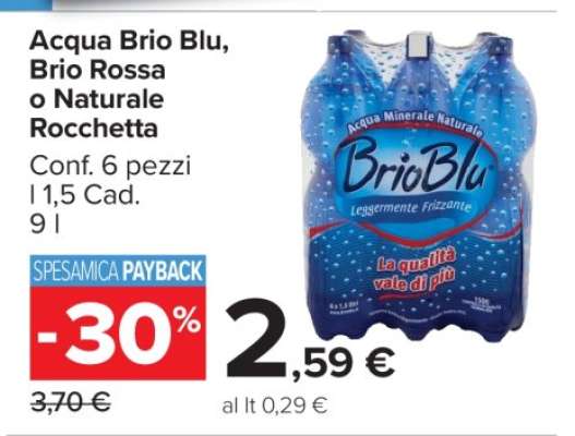 Acqua Brio Blu, Brio Rossa o Naturale Rocchetta