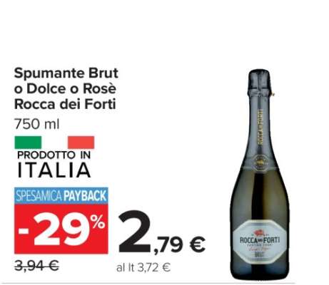 Spumante Brut o Dolce o Rosè Rocca dei Forti
