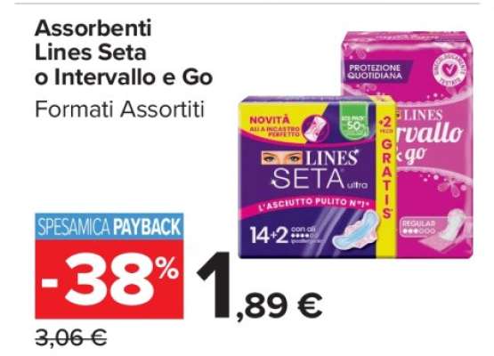 Assorbenti Lines Seta o Intervallo e Go