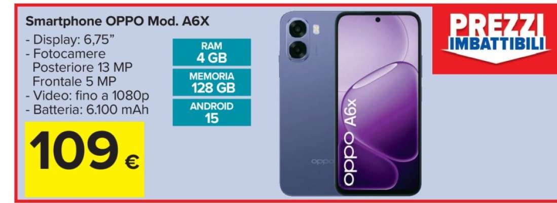 Smartphone OPPO Mod. A6X