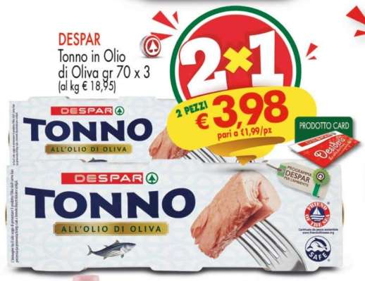 DESPAR Tonno in Olio di Oliva gr 70 x 3