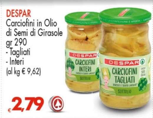 DESPAR Carciofini in Olio di Semi di Girasole gr 290