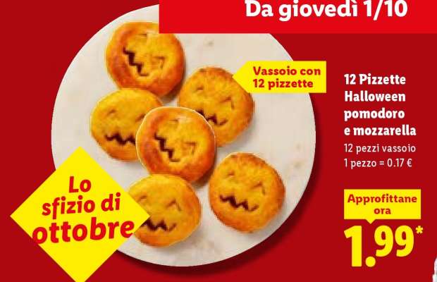 12 pizzette Halloween pomodoro e mozzarella