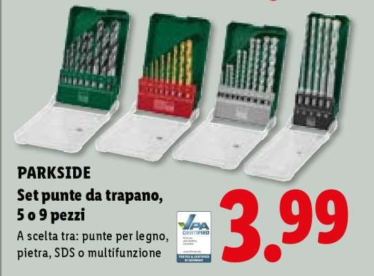 PARKSIDE Set punte da trapano, 5 o 9 pezzi