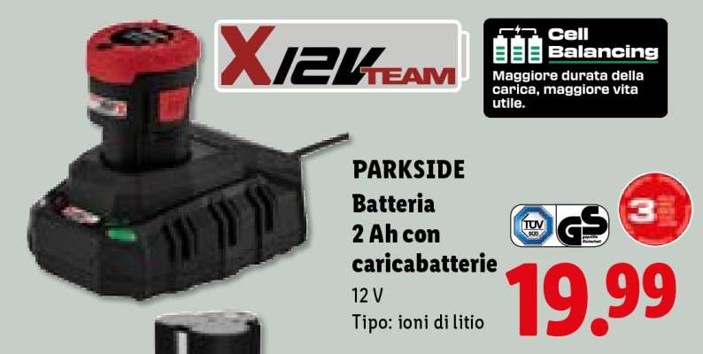 PARKSIDE Batteria 2 Ah con caricabatterie