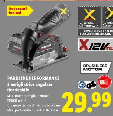 PARKSIDE PERFORMANCE Smerigliatrice angolare ricaricabile