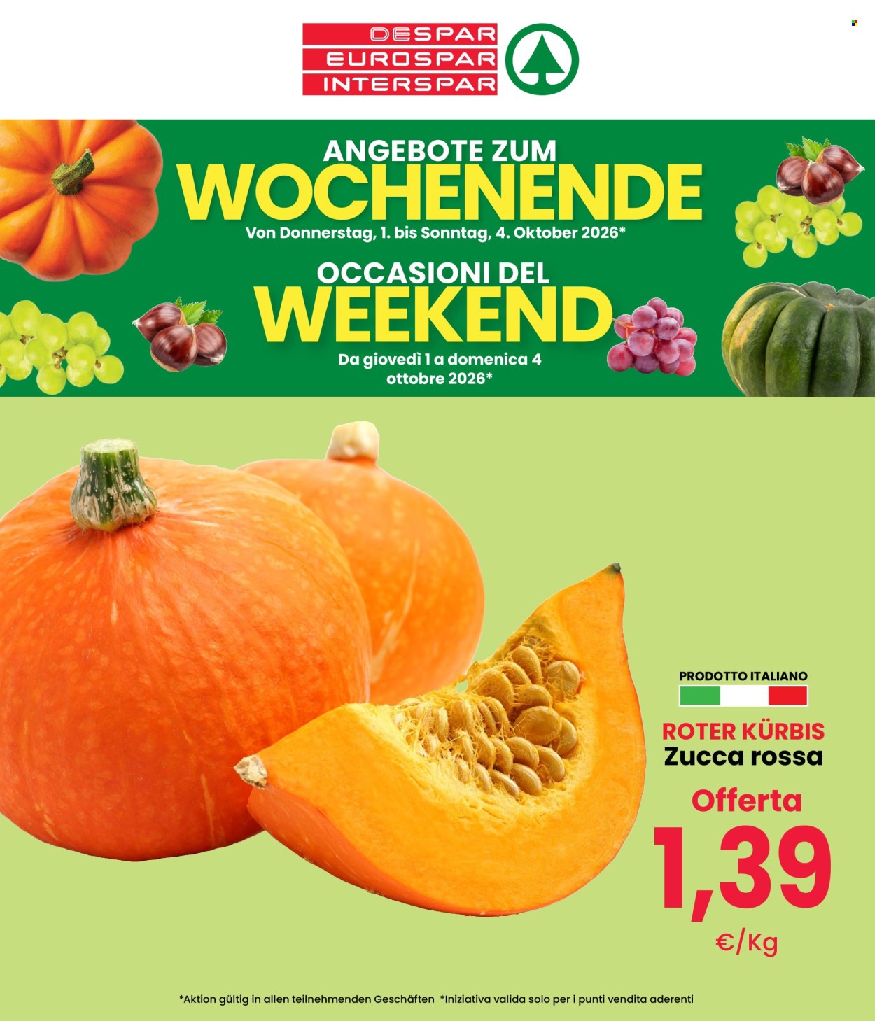 Volantino Eurospar - 1/10/2026 - 4/10/2026. Pagina 1