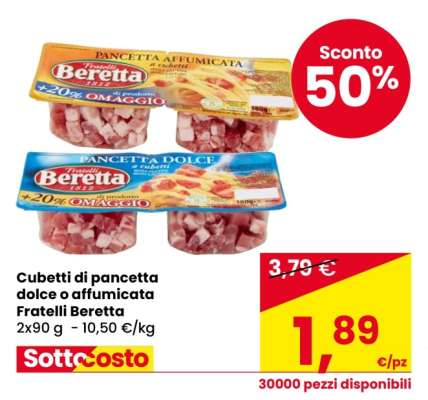 Cubetti di pancetta dolce o affumicata