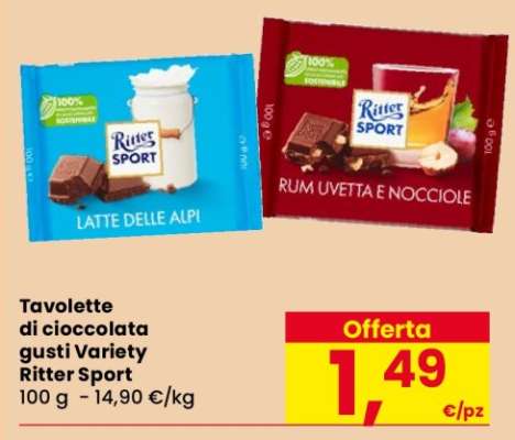 Tavolette di cioccolata gusti Variety Ritter Sport