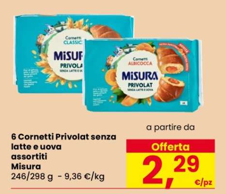 6 Cornetti Privolat senza latte e uova assortiti