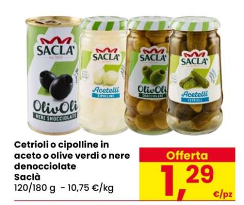 Cetrioli o cipolline in aceto o olive verdi o nere denocciolate