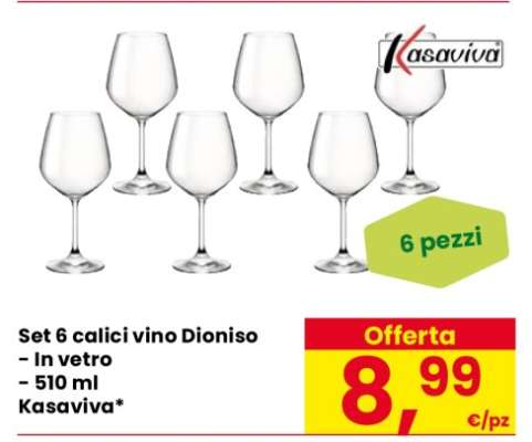Set 6 calici vino Dioniso
