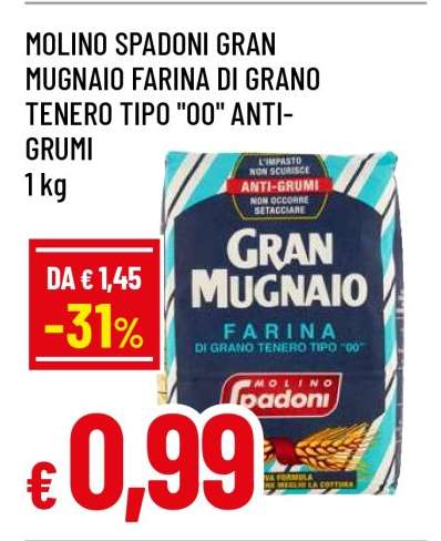 MOLINO SPADONI GRAN MUGNAIO FARINA DI GRANO TENERO TIPO "00" ANTI-GRUMI