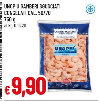 UNOPIU GAMBERI SGUSCIATI CONGELATI CAL. 50/70