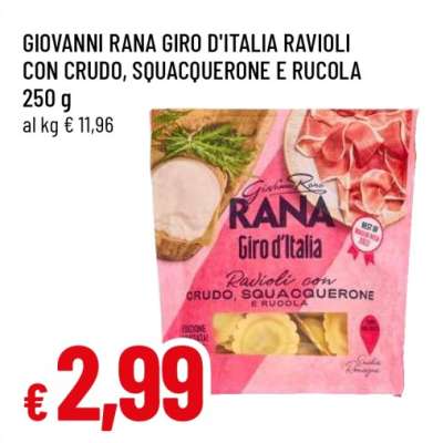 GIOVANNI RANA GIRO D'ITALIA RAVIOLI CON CRUDO, SQUACQUERONE E RUCOLA