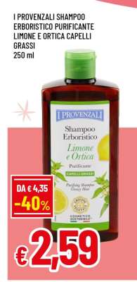 I Provenzali Shampoo Erboristico Purificante Limone e Ortica Capelli Grassi