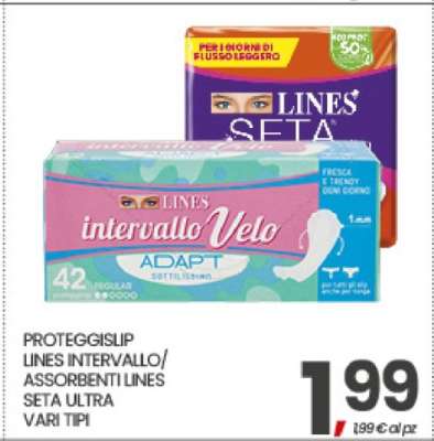 PROTEGGISLIP LINES INTERVALLO/ASSORBENTI LINES SETA ULTRA