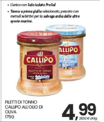 FILETTI DI TONNO CALLIPO ALL'OLIO DI OLIVA